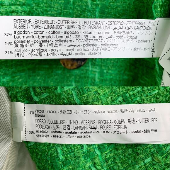 Zara Kate Middleton Textured Tweed Boucle Apple Green Gold Button Cropped Blazer - Picture 14 of 14